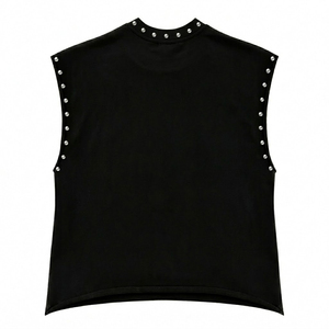 เสื้อกล้าม SHY SPORTS ลายกราฟิกประดับเพชรเทียม ผ้าเจอร์ซีย์คอตตอน 100% เนื้อผ้านุ่ม สไตล์วินเทจใหม่ เสื้อยืดแขนกุดสำหรับใส่ได้ทั้งชายและหญิง - Product Image 2