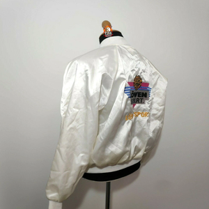 Blouson bomber ajusté pour homme, blanc brillant, taille XL, fabriqué aux États-Unis, années 80-90 - Product Image 4