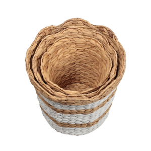 Handwoven <b>Water</b> Hyacinth Scalloped Nesting Baskets Storage <b>Containers</b> for Decoration in Living Room, Bedroom from Vietnam - Product Image 2