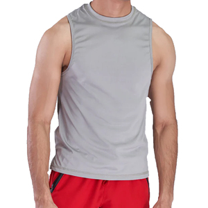 Camisetas sin mangas al por mayor con logo personalizado, de algodón, ligeras, suaves, blancas, lisas, para gimnasio, fitness, correr, para hombre. - Product Image 1