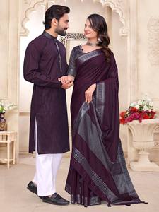 Conjunto Festivo de Lujo para Mujer HENIXA CREATION con Kurta Pajama de Lino Premium de Secado Rápido y Corte Ajustado y Saree Coordinado - Product Image 4