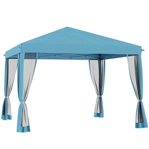 Gazebo Pop-up da Esterno 10x10 Blu Chiaro a Montaggio Istantaneo con 4 Pareti Laterali in Rete per Feste - Product Image 1