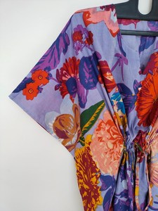 Vestido Kaftan de Algodón Indio Hecho a Mano con Estampado Floral, Ligero, para Playa - Product Image 3