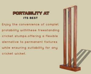 Piquets de cricket en bois pour placement multi-surfaces avec base en bois. 3 piquets et 2 barres de frappe BY NAQQASH SPORTS - Product Image 6