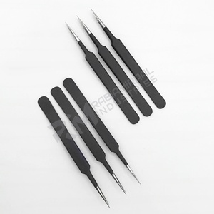 แหนบต่อขนตาปลายแหลมสแตนเลสคุณภาพสูงเคลือบผงสีดำขายดีจาก RMI - Product Image 3