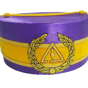 <b>Purple</b> Lodge Crown Cap Black Machine Embroidery Patch With Two Braids Adjustable Belt Made in Ceremonial Crown <b>Hat</b> - Product Image 5
