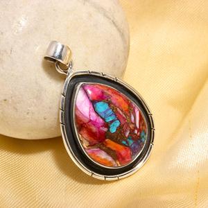 Natural Top Quality Pink Spiny Oyster Turquoise Gemstone Pendant <b>Necklace</b> 925 Sterling <b>Silver</b> Pendant Jewelry Gift - Product Image 1