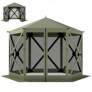 Gazebo da campeggio verde scuro con protezione solare per feste ed eventi - Product Image 5