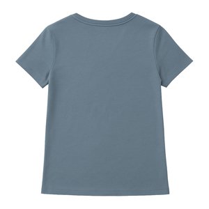 Camiseta Casual para Mujer, Color Azul Crepúsculo, Manga Corta, Cuello en V, Poliéster/Algodón, Ecológica, Precio al por Mayor, Premium, Suave y Transpirable - Product Image 2