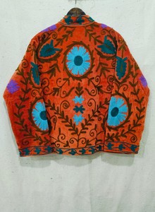 Veste en velours brodée à la main, col mandarin, motif floral, fermeture éclair, vêtements de printemps pour femmes - Product Image 3
