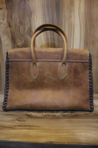 Sac fourre-tout en cuir véritable fait main, côtés tressés, poignées supérieures, fermeture à cadenas, doublure en polyester, style vintage, toutes saisons - Product Image 5