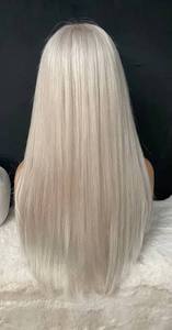 Perruque en cheveux brésiliens Remy de marque premium, teinte blanc argenté élégante, aspect naturel, texture douce, finition lisse, confortable - Product Image 2