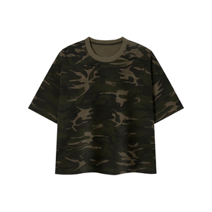 T-shirt en coton mélangé camouflage avec logo personnalisé, col rond décontracté, streetwear, tactique, entraînement en plein air, séchage rapide, OEM ODM, mode été - Product Image 6