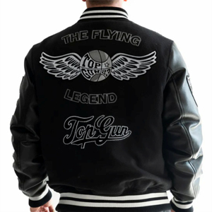 แจ็คเก็ต Letterman สำหรับผู้ชาย แบบวาร์ซิตี้ สำหรับวิทยาลัย/โรงเรียนมัธยม  คอตั้ง ปักลาย ระบายอากาศ กันลม - Product Image 2