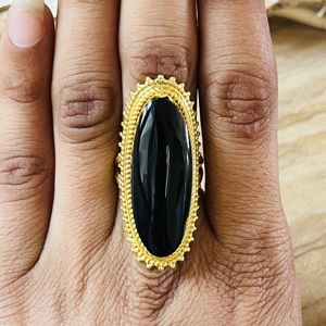 High Demand Latest Black Onyx <b>Ring</b> Cock Tail Brass <b>Ring</b> Chunky 18k Gold Plated Long <b>Statement</b> <b>Ring</b> Wholesale <b>Ring</b> For Women - Product Image 6