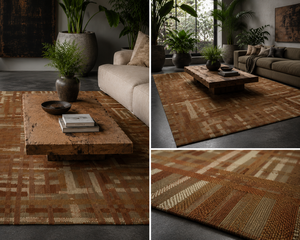 Tapis rectangulaire en laine de Nouvelle-Zélande noué à la main, écologique, durable, motif abstrait labyrinthe, idéal pour un cadeau de pendaison de crémaillère - Product Image 3