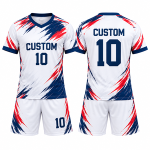 Maillot de football personnalisé pour adulte, ensemble complet, col en V, manches courtes, 100 % polyester, impression par sublimation - Product Image 1