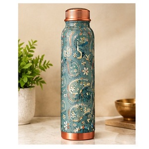 ขวดน้ำทองแดงลายดอกไม้สีชมพูแบบพกพาพร้อมฝาปิด ขวดลายดอกซากุระ - Product Image 6