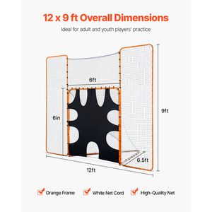 Porta da Lacrosse 3-in-1 in Acciaio 12x9 piedi con Bersaglio e Rebounder per Allenamento, Montaggio Rapido e Semplice, per Uso in Giardino - Product Image 5