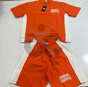 ORCAFITS Custom Made Orange Half-<b>Zip</b> T-Shirt & Shorts Set Breathable <b>Zip</b> <b>up</b> Lightweight Nylon Windbreaker Set Unisex Regular Fit - Product Image 1