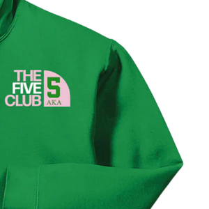 AKA The Quad Club 4 Embroidered Hoodie AKA <b>Green</b> Premium Cotton Fleece Pullover Hooded Sweatshirt Unisex - Product Image 4