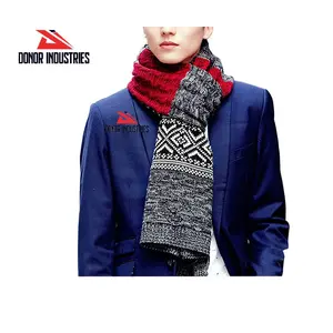 Мужские и женские теплые вязаные шарфы с кисточками, шарфы с оленями, снежинками