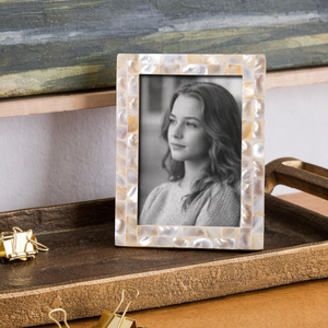 Size 4x6 <b>Picture</b> <b>Frame</b> Mother of Pearl Inlay and White Elegant Photo <b>Frame</b> - Product Image 1