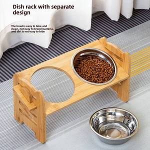 Adjustable Wood Elevated Pet Bowls for Small <b>Dogs</b> & Cats Quality <b>Ceramic</b> Easy-to-Use Travel Food Water Bowl Station Eco-Friendly - Product Image 5