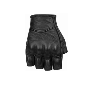 Sporty <b>Black</b> Leather <b>Fingerless</b> <b>Gloves</b> Wrist-Length Breathable Unlined For Sports Outdoor Use Spring Autumn Men's Motorcycle fit - Product Image 6
