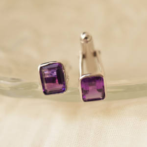 Achetez des boutons de manchette en améthyste naturelle Royal Violette avec argent sterling 925, style luxueux, en vente. - Product Image 4