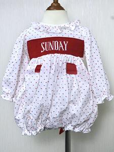 Romper para Bebé Niña con Panel Bordado en el Pecho |   Conjunto de algodón de manga larga con efecto burbuja |   Ropa de Bebé Personalizada con Bordado a Mano OEM - Product Image 2
