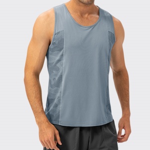 Men's <b>White</b> Camouflage Print <b>Tank</b> <b>Top</b> O-Neck Quick Dry Sporty Knitted 100% Polyester - Product Image 5