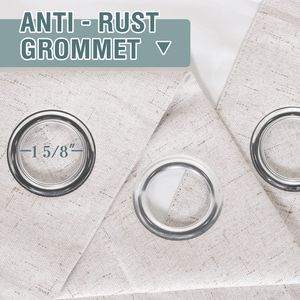 Rideaux occultants à œillets 100 % occultants en faux lin, imprimé uni ivoire, avec cantonnières occultantes - Catégorie de produit : Rideaux et cantonnières - Product Image 2