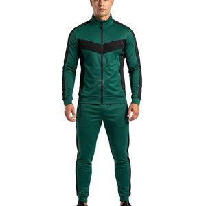 Trajes Deportivos para Hombre con Paneles Chevron Verde Esmeralda, en Poliéster Suave, Transpirable, que Absorbe la Humedad, con Cierre Premium - Product Image 1