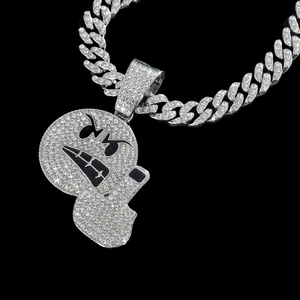 Pendentif de luxe Hip Hop en argent 925 avec strass en cristal, motif visage de dessin animé et doigt d'honneur, pour homme, à porter au quotidien, d'Inde - Product Image 4