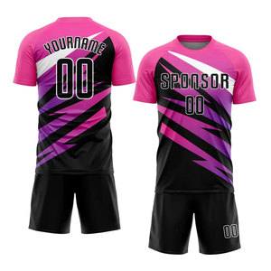 Maillot de football personnalisé violet gris-noir par sublimation, respirant, séchage rapide, été, manches courtes, col en V, unisexe, entraînement - Product Image 5