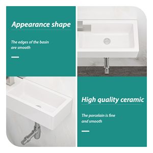 Lavabo da Bagno Rettangolare in Ceramica Bianca da 14,57x7,28 Pollici con Foro Singolo per Rubinetto - Product Image 4