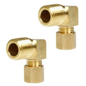 Codo de Compresión de Latón Sólido de 90 Grados con Rosca Macho, Conector de Barra de 1/4 Pulgada para Sistemas de Agua y Gas - Product Image 3