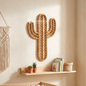 Decoración de Pared de Cactus de Mimbre del Suroeste, Arte Colgante de Hojas Botánicas de Lujo, Escultura Orgánica Moderna y Sostenible para Navidad - Product Image 3