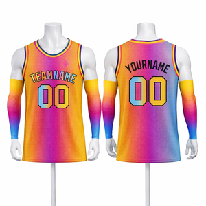 เสื้อบาสเก็ตบอลสีขาวแบบกำหนดเองพร้อมปลอกแขน เสื้อทีมตาข่ายแขนกุดสำหรับผู้ชาย พิมพ์ชื่อและหมายเลขแบบซับลิเมชั่นตามสั่ง - Product Image 6