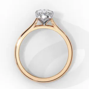 Bague solitaire ovale en diamant de laboratoire 1 carat, à quatre griffes, avec tige cathédrale, certifiée IGI, en or 18 carats, bijou de fiançailles intemporel pour mariée - Product Image 2