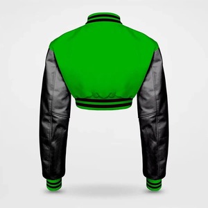 Women's Stand Collar Cropped Varsity Jacket Long Sleeve Baseball Style Streetwear Fashion Varsity Jacket Women - Product Image 3