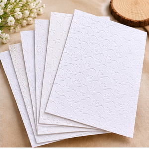 Feuilles de papier gaufré blanc de qualité supérieure, motifs floraux, feuilles et étoiles variés, pour cartes de mariage, emballage cadeau, travaux manuels DIY - Product Image 3