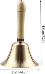 Campana de mano de latón de última generación, campana de mano premium con mango de madera para decoración de hogar de lujo, rituales de templo, meditación, sonido claro, llamadas. - Product Image 4