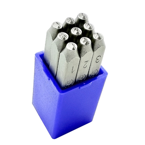 Professional YOUNG CYCLE 9 PCS 2mm German Number Forged Cr-V Steel <b>Stamp</b> HRC 58-62 Degrees Complete <b>Set</b> 0-9 6.35mm Shank 175g - Product Image 5