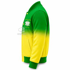 Chaqueta universitaria de satén ombré para mujer Chi Eta Phi con letras griegas bordadas, botones a presión y cuello y puños de punto acanalado, estilo Letterman - Product Image 3