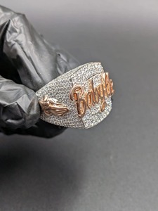 Round Cut Diamond <b>Ring</b> Iced Moissanite <b>Custom</b> Name <b>Ring</b> 925 Silver 14K White & Rose Gold Plated Hip Hop Jewelry for Men's - Product Image 4