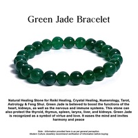 Bracelet en Jade Vert de Qualité Supérieure pour la Guérison par le Feng Shui, Perles de Cristal Polies, Pierre Précieuse de Collection, Cadeau Idéal