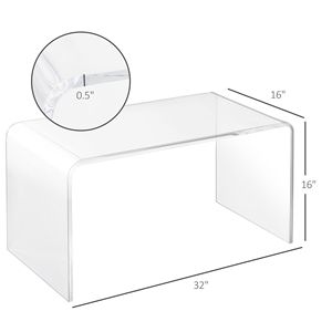 Tavolino da Caffè a Cascata a Forma di C in Acrilico Trasparente da 32 Pollici, Spessore 0,5 Pollici, Tavolo da Tè in Lucite, Arredamento Multifunzione per Soggiorno - Vetro - Product Image 3