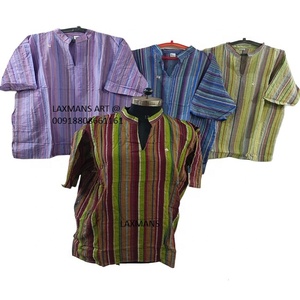 Algodón Kurta Nepali hippy sytle media manga algodón Kurta DE LA India rayas algodón Kurta para hombres algodón Kurta verano algodón kurta - Product Image 1